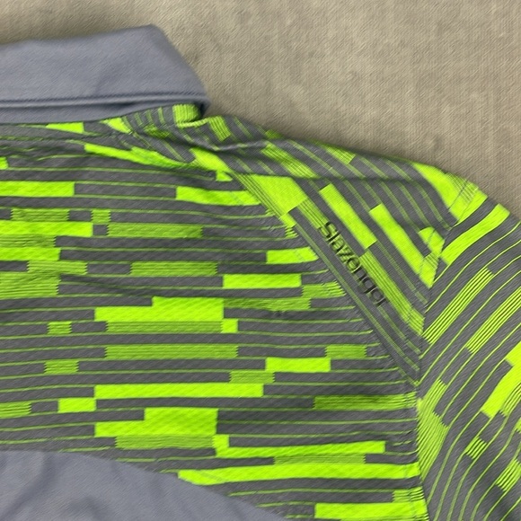 Slazenger Polo Golf Shirt‎ Mens Blue/Gray/green Stripe Short Sleeve Sz Small - Picture 8 of 8